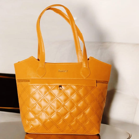 PU Leather Rhombic Jacquard Tote Bag for Women - Elegant Large Handbag