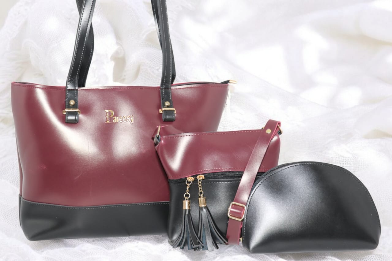 3-Piece Bag Set with Long Strap - Stylish Handbag, Shoulder Bag, and Wallet Combo